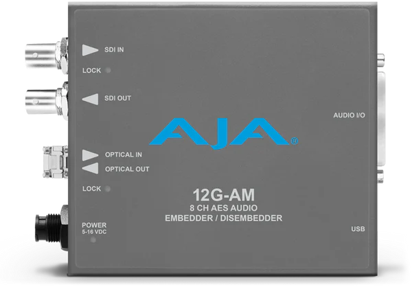 AJA 12G-AM-R 12G-SDI 8-Channel AES Embedder/Disembedder with LC Fiber Rx SFP